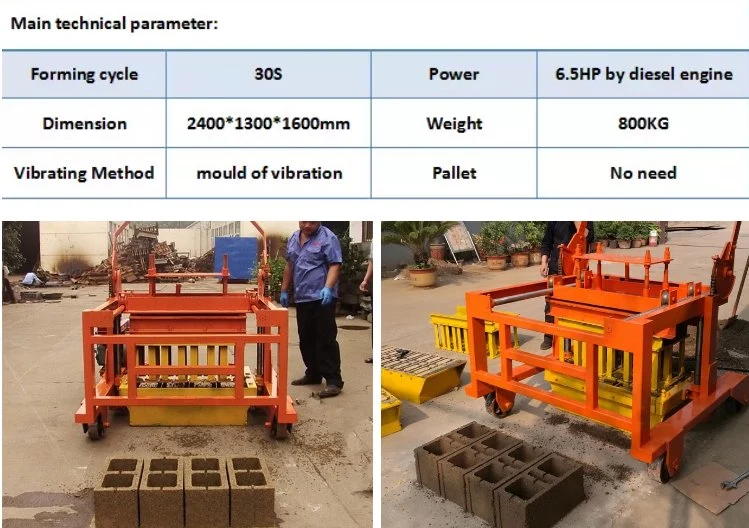 Diesel Engine Movable Concrete Hollow Block Making Machine