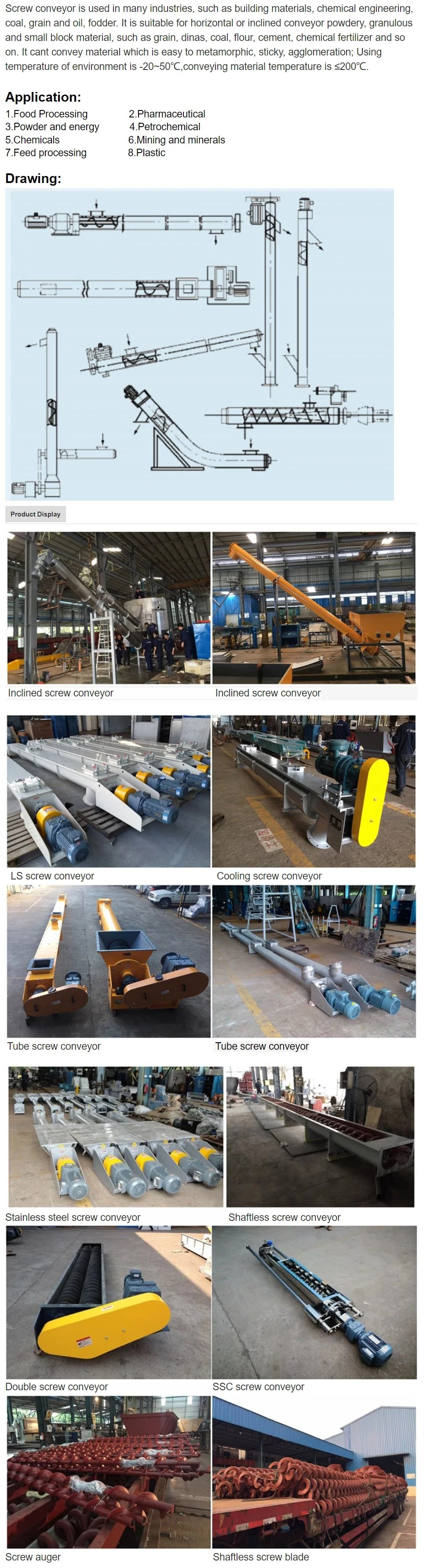 Ls3000 Massive SS316 Screw Conveyor Spiral Conveyor/Helix Conveyor/Auger Conveyor/Agitator for Conveying &amp; Mixing