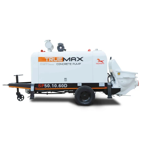 Hot Selling Concrete Machinery Truemax Sp50.10.60d Cement Stationary Putzmeister Diesel Trailer Concrete Pumps for Sale